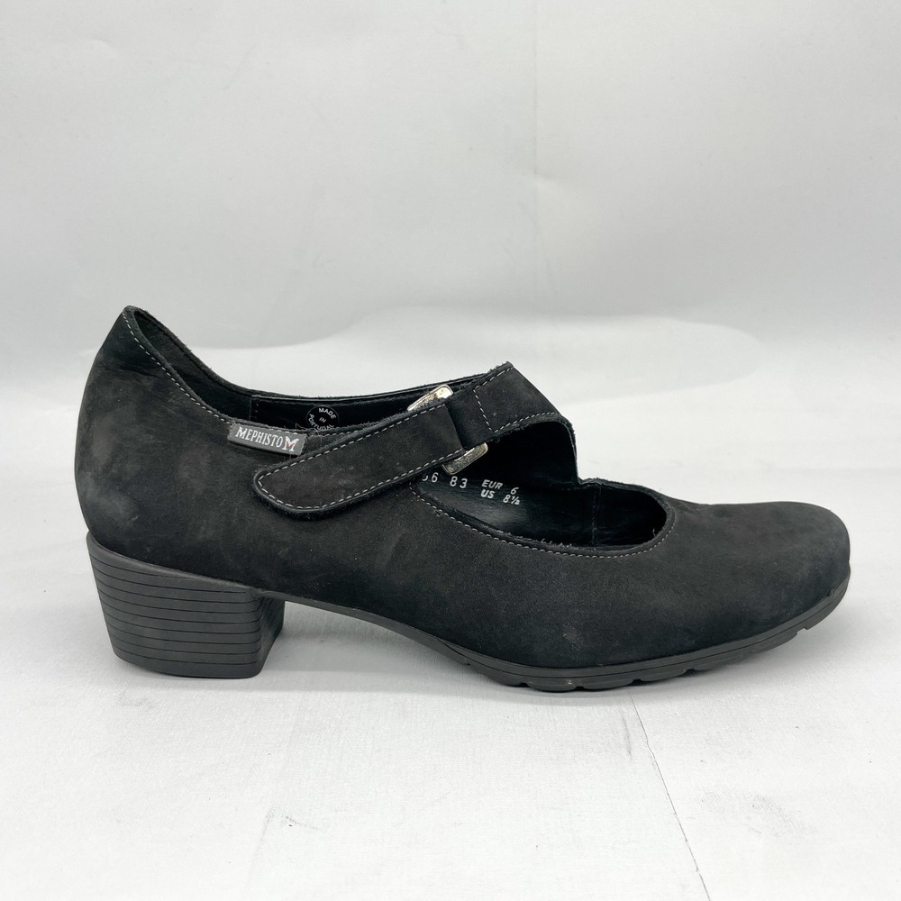Mephisto Womens 8.5 Black Nubuck Mary Jane Heels Comfort Shoes Walking Office